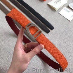 Knockoff Hermes Etrier Buckle Belt Orange Clemence 32 MM Strap