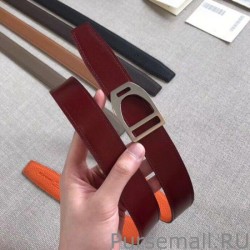 Knockoff Hermes Etrier Buckle Belt Orange Clemence 32 MM Strap