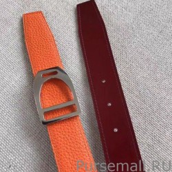 Knockoff Hermes Etrier Buckle Belt Orange Clemence 32 MM Strap