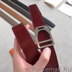 Knockoff Hermes Etrier Buckle Belt Orange Clemence 32 MM Strap