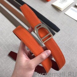 Knockoff Hermes Etrier Buckle Belt Orange Clemence 32 MM Strap