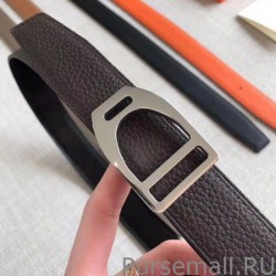 Wholesale Hermes Etrier Buckle Belt Chocolate Clemence 32 MM Strap