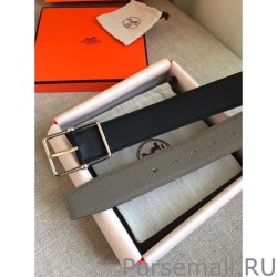 AAA+ Hermes Grey Saddle 38MM Reversible Belt