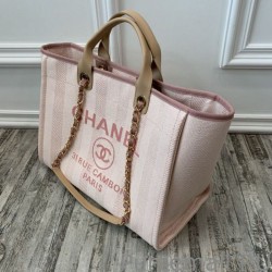 Perfect Deauville Mixed Fibers With Pearl Shopping Bag A66941 Rosa