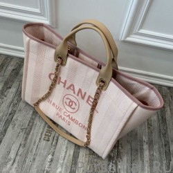 Perfect Deauville Mixed Fibers With Pearl Shopping Bag A66941 Rosa