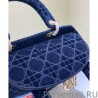 1:1 Mirror Christian Dior Medium Lady D-lite Bag Velvet Cannage Embroidery Dark Blue