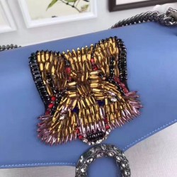 Designer Dionysus Embroidered GG Supreme Shoulder Bag Blue