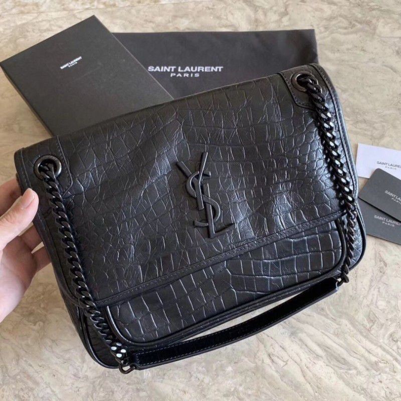 Inspired YSL Saint Laurent Medium Niki Chain Bag Crocodile Black