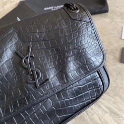 Inspired YSL Saint Laurent Medium Niki Chain Bag Crocodile Black