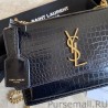 7 Star YSL Saint Laurent Medium Sunset Bag In Crocodile Embossed Gold Hardware