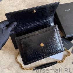 7 Star YSL Saint Laurent Medium Sunset Bag In Crocodile Embossed Gold Hardware