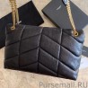 7 Star YSL Saint Laurent Loulou Puffer Large Bag Quilted Wrinkly Matte Leather Black