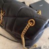 7 Star YSL Saint Laurent Loulou Puffer Large Bag Quilted Wrinkly Matte Leather Black