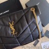 7 Star YSL Saint Laurent Loulou Puffer Large Bag Quilted Wrinkly Matte Leather Black