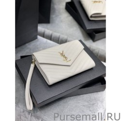 Perfect YSL Saint Laurent Monogram Clutch Quilted Grain Beige