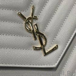 Perfect YSL Saint Laurent Monogram Clutch Quilted Grain Beige