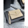 Replicas YSL Saint Laurent Monogram Clutch Quilted Grain Dark Beige