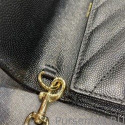 Top YSL Saint Laurent Monogram Clutch Quilted Grain Black