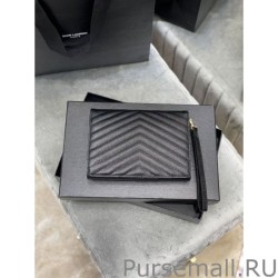 Top YSL Saint Laurent Monogram Clutch Quilted Grain Black