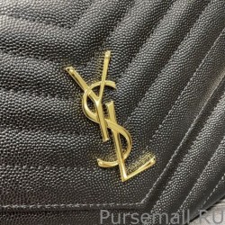 Top YSL Saint Laurent Monogram Clutch Quilted Grain Black