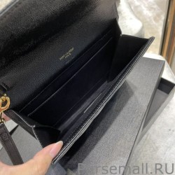 Top YSL Saint Laurent Monogram Clutch Quilted Grain Black