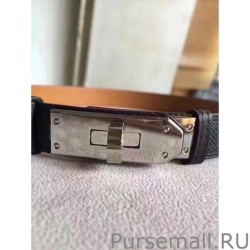 7 Star Hermes Kelly Belt Black Epsom Leather