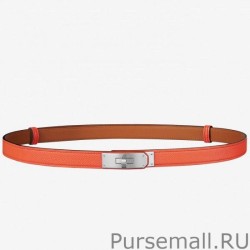 7 Star Hermes Kelly Belt Orange Epsom Leather