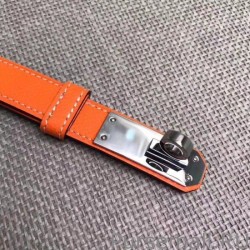 7 Star Hermes Kelly Belt Orange Epsom Leather