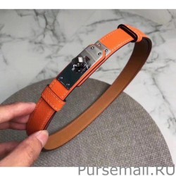 7 Star Hermes Kelly Belt Orange Epsom Leather