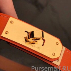 7 Star Hermes Kelly Belt Orange Epsom Leather