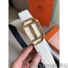 7 Star Hermes Pad Reversible Belt Black/White Epsom Leather