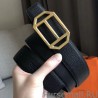 AAA+ Hermes Pad Reversible Belt Black Clemence Leather