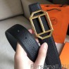 AAA+ Hermes Pad Reversible Belt Black Clemence Leather