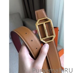 Best Hermes Pad Reversible Belt Ruby/Brown Epsom Leather