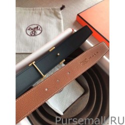 High Hermes Quizz 32mm Reversible Belt Brown Clemence Leather