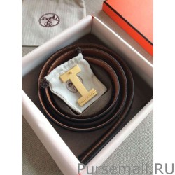 High Hermes Quizz 32mm Reversible Belt Brown Clemence Leather