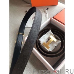 Replicas Hermes Quizz 32mm Reversible Belt Cafe Clemence Leather