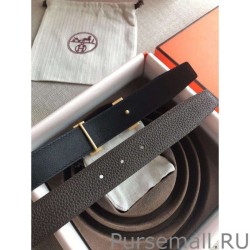 Replicas Hermes Quizz 32mm Reversible Belt Cafe Clemence Leather