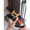 Replicas Hermes Quizz 32mm Reversible Belt Cafe Clemence Leather