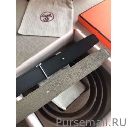 Top Hermes Quizz 32mm Reversible Belt Grey Clemence Leather