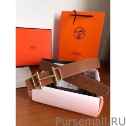 Best Hermes Royal 38MM Reversible Belt Brown Clemence Leather