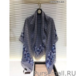 Designer Classic Monogram Silk Shawl light Blue 140