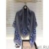 Designer Classic Monogram Silk Shawl light Blue 140