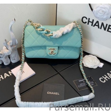 1:1 Mirror Flap Bag With Large Bi-Color Chain AS1353 Green