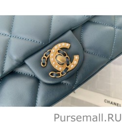 Luxury Flap Bag With Pearl And Woven Chain CC Logo AS2563 03