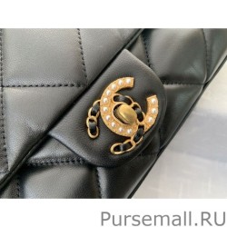 1:1 Mirror Flap Bag With Pearl And Woven Chain CC Logo AS2563 04