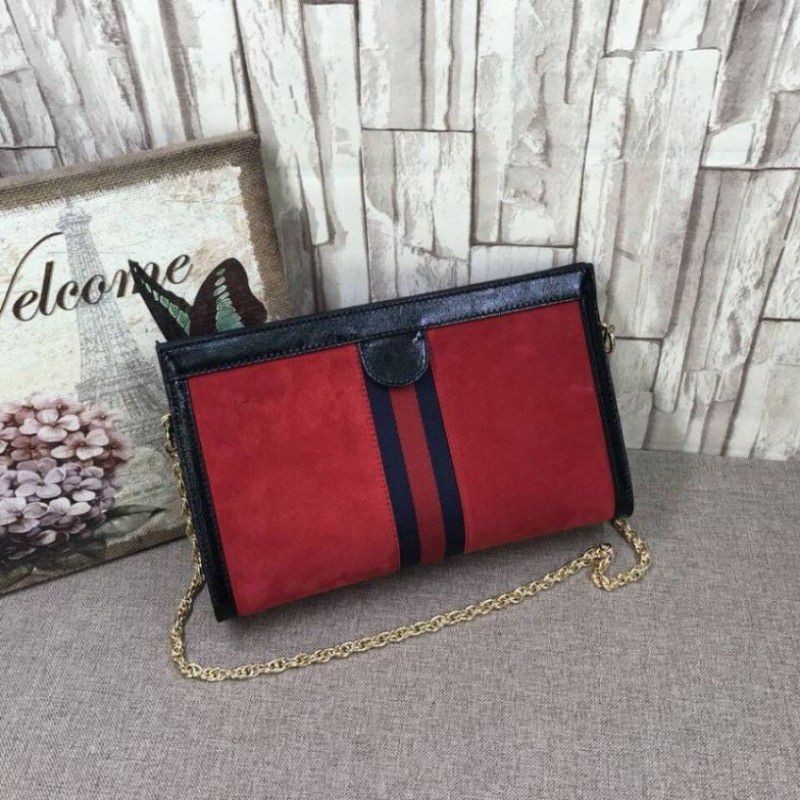 Perfect Ophidia Medium Red Suede Shoulder Bag 503876