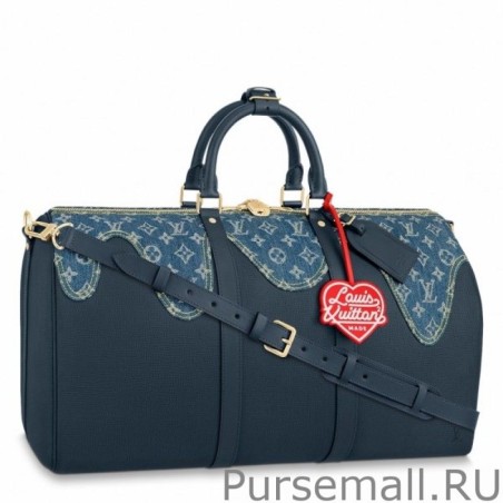 1:1 Mirror Keepall Bandouliere 50 Leather Denim M45975