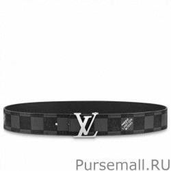 Knockoff LV Initials 40MM Reversible Belt Damier Graphite MP314V