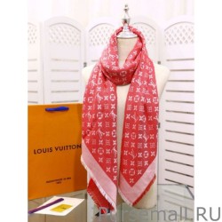 Top Quality Denim Monogram Shawl 140 Red